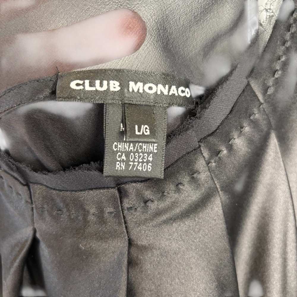 CLUB MONACO Silk Black racer style Tank Top shell pleats semi-sheer size Large - Picture 4 of 9